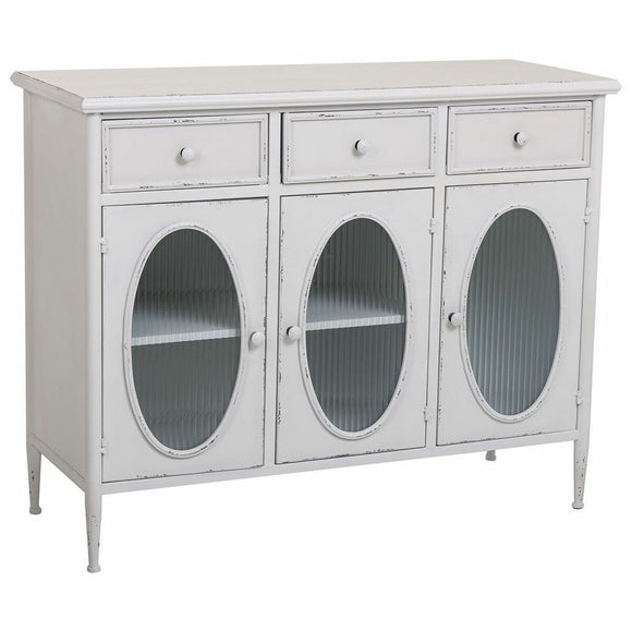 Sideboard Alexandra House Living White Metal Glass 40 x 80 x 100 cm-0