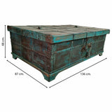 Chest Alexandra House Living Blue Mango wood 87 x 48 x 136 cm-2