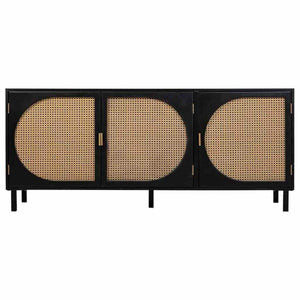 Sideboard Alexandra House Living Black Natural Rattan Paolownia wood 45 x 86 x 165 cm-0