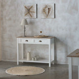 Hall Table with Drawers Alexandra House Living White Brown Zinc Alloy MDF Wood 40 x 78 x 100 cm-7