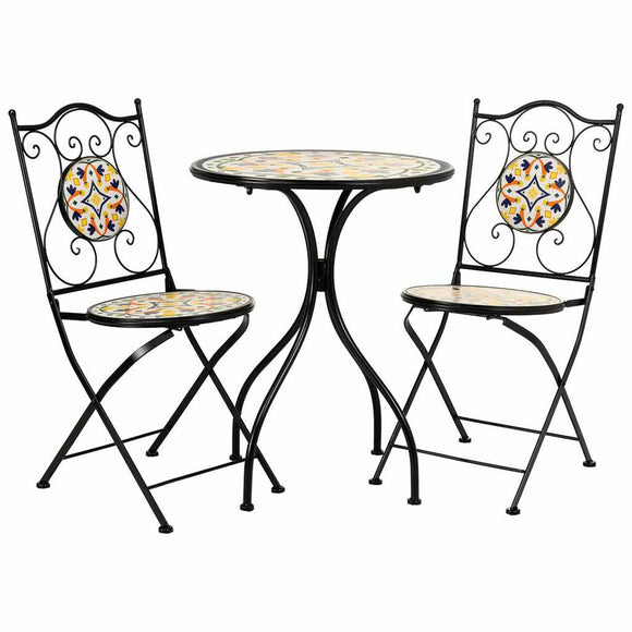 Table set with 2 chairs Alexandra House Living Black 60 x 75 x 60 cm-0