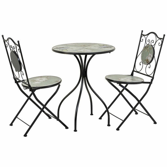 Table set with 2 chairs Alexandra House Living Black 60 x 75 x 60 cm-0