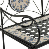 Bench Alexandra House Living Black Iron Tile 50 x 88 x 110 cm-2