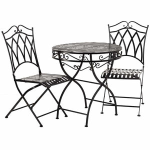 Table set with 2 chairs Alexandra House Living Black 60 x 75 x 60 cm-0