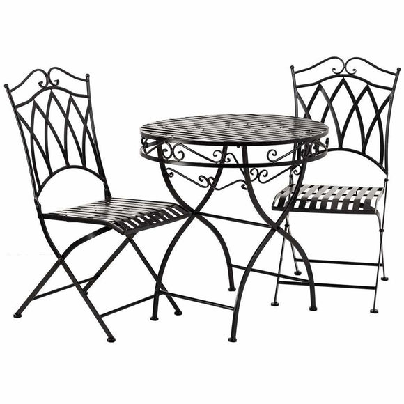 Table set with 2 chairs Alexandra House Living Black 60 x 75 x 60 cm-0