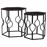 Set of 2 tables Alexandra House Living Black Iron MDF Wood 39 x 57 x 39 cm-0