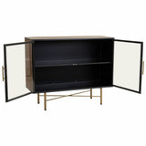 Sideboard Alexandra House Living Brown Metal Glass Fir wood MDF Wood 35 x 80 x 100 cm-6