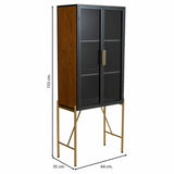 Cupboard Alexandra House Living Brown Glass Fir wood MDF Wood 35 x 155 x 64 cm-6