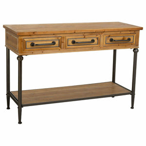 Hall Table with Drawers Alexandra House Living Brown Metal Fir wood MDF Wood 40 x 80 x 122 cm-0