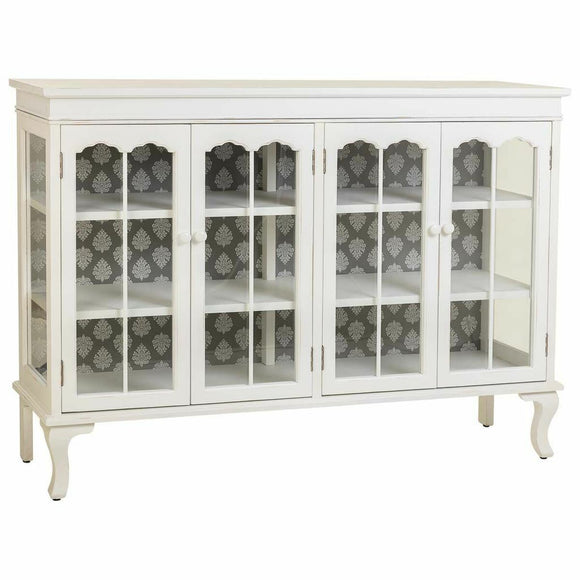 Sideboard Alexandra House Living White Glass Fir wood MDF Wood 40 x 101 x 142 cm-0