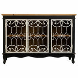 Sideboard Alexandra House Living Black Glass Fir wood MDF Wood 36 x 80 x 120 cm-4