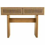 Hall Table with Drawers Alexandra House Living Brown Rope Fir wood Paolownia wood 36 x 77 x 110 cm-5