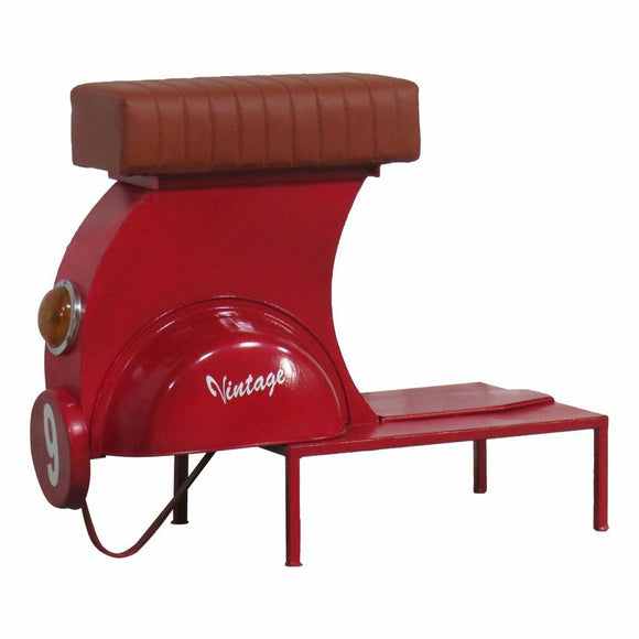 Stool Alexandra House Living Red PVC Leather Iron 50 x 75 x 95 cm Motorbike-0