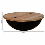 Centre Table Alexandra House Living Black Iron Mango wood 86 x 30 x 86 cm-4