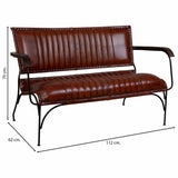 Bench Alexandra House Living Brown Leather Metal Iron 62 x 75 x 112 cm-6