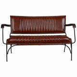 Bench Alexandra House Living Brown Leather Metal Iron 62 x 75 x 112 cm-5