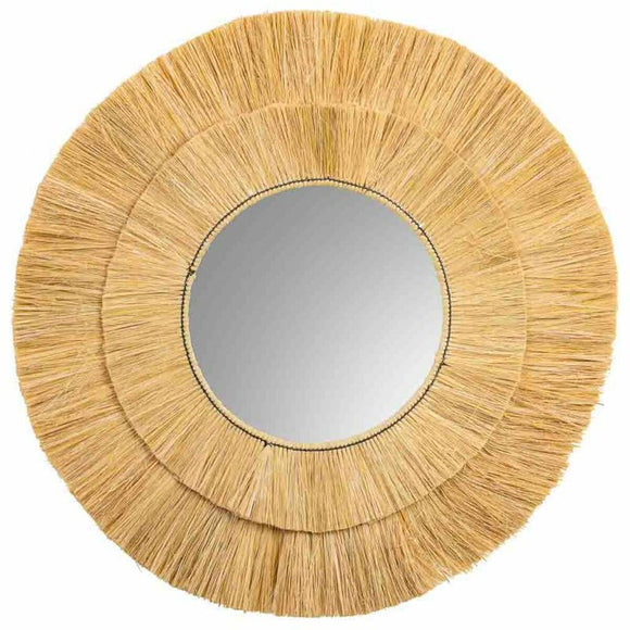 Wall mirror Alexandra House Living Brown Iron Natural Fibre 100 x 3 x 100 cm-0