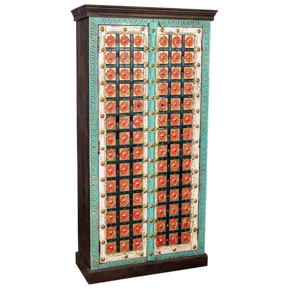 Cupboard Alexandra House Living Multicolour Brass Mango wood 40 x 90 x 180 cm-0