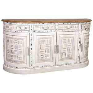 Sideboard Alexandra House Living White Brown Brass Mango wood 45 x 177 x 91 cm-0