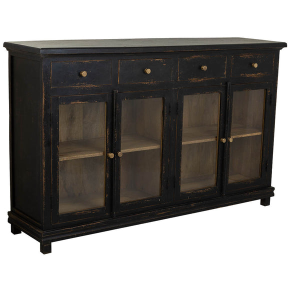 Sideboard Alexandra House Living Black Wood Glass 40 x 100 x 160 cm-0