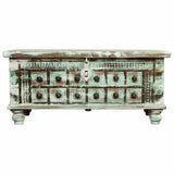 Chest Alexandra House Living White Green Mango wood 42 x 45 x 98 cm Aged finish-7