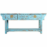 Hall Table with Drawers Alexandra House Living Blue Mango wood 45 x 80 x 181 cm-0