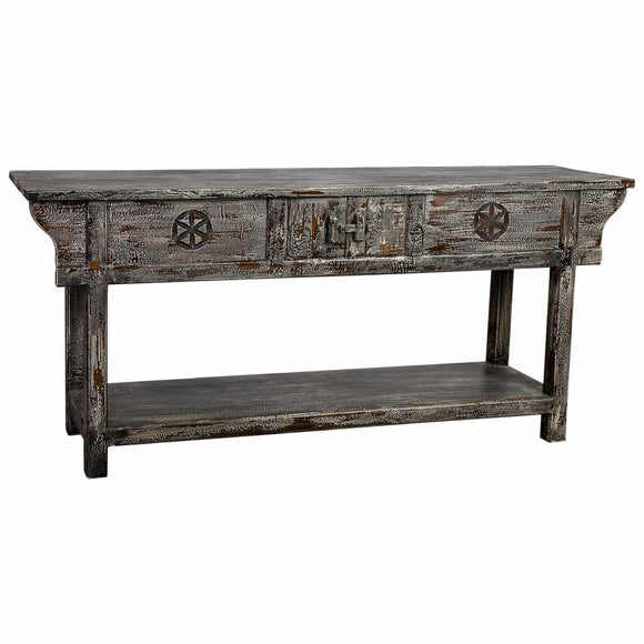 Hall Table with Drawers Alexandra House Living Blue Mango wood 45 x 80 x 181 cm-0