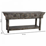 Hall Table with Drawers Alexandra House Living Blue Mango wood 45 x 80 x 181 cm-6