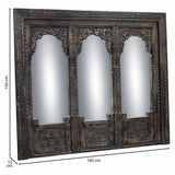 Wall mirror Alexandra House Living Black Mango wood 12 x 150 x 183 cm-6