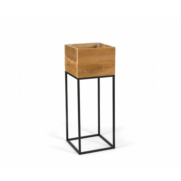 Planter with stand Alexandra House Living Brown Black Metal Recycled Wood 28 x 28 x 75 cm-0