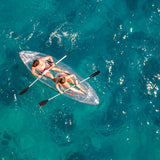InnovaGoods Inflatable Transparent Kayak 312 cm 2 Seats Paros with Accessories