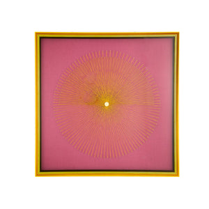 Painting Romimex Golden Light mauve Wood Metal Cloth Abstract 80 x 80 x 5 cm-0