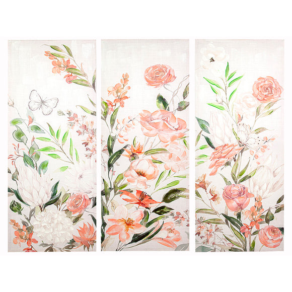 Set of 3 pictures Romimex Pink Canvas 165 x 155 x 3 cm-0