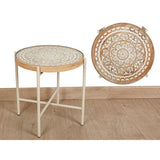 Side table Romimex Natural Metal MDF Wood 44 x 42 x 44 cm-1