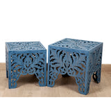 Tables set Romimex Blue Wood 2 Pieces-1