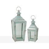 Lantern set Romimex White Metal Stripped 15 x 38 x 15 cm 2 Pieces-1