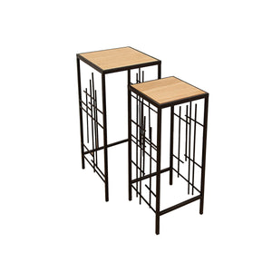 Tables set Romimex Black black Wood Metal 2 Pieces-0