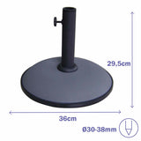 Marbueno Round Umbrella Base Cement 36x29.5 cm 11KG Grey Garden, Pool, Terrace 10442-1