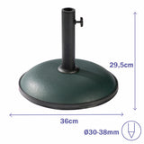 Marbueno Round Umbrella Base Cement 36x29.5 cm 11KG Green Garden, Pool, Terrace 10443-1