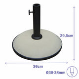 Marbueno Round Umbrella Base Cement 36x29.5 cm 11KG White Garden, Pool, Terrace 10445-1