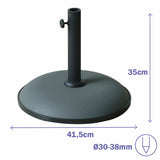 Marbueno Round Umbrella Base Cement 41.5x35 cm 15KG Grey Garden, Pool, Terrace 10446-1