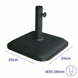 Marbueno Square Umbrella Base Cement 35X35X5.2 cm 11KG Black Garden Pool Terrace 10455-1