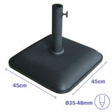 Marbueno Square Umbrella Base Cement 45X45X7.3 cm 25KG Black Garden Pool Terrace 10458-1
