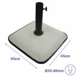 Marbueno Square Umbrella Base Concrete 45x45x7.3 cm 25KG White Garden Pool 10459-1
