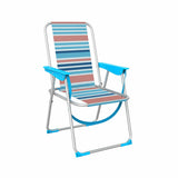 Marbueno Folding Chair Aluminum Orange and Blue Stripes Beach Pool 53X56X78 cm 103461-0