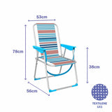 Marbueno Folding Chair Aluminum Orange and Blue Stripes Beach Pool 53X56X78 cm 103461-1