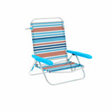 Marbueno Folding Chair 5 Positions Aluminum Orange Blue Stripes Beach Pool 63X76X78 cm-0