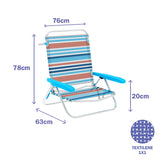 Marbueno Folding Chair 5 Positions Aluminum Orange Blue Stripes Beach Pool 63X76X78 cm-1