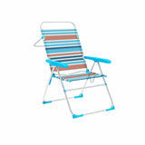 Marbueno Folding Chair 5 Positions Aluminum Orange Blue Stripes Beach Pool 59X61X97 cm-0