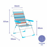 Marbueno Folding Chair 5 Positions Aluminum Orange Blue Stripes Beach Pool 59X61X97 cm-1
